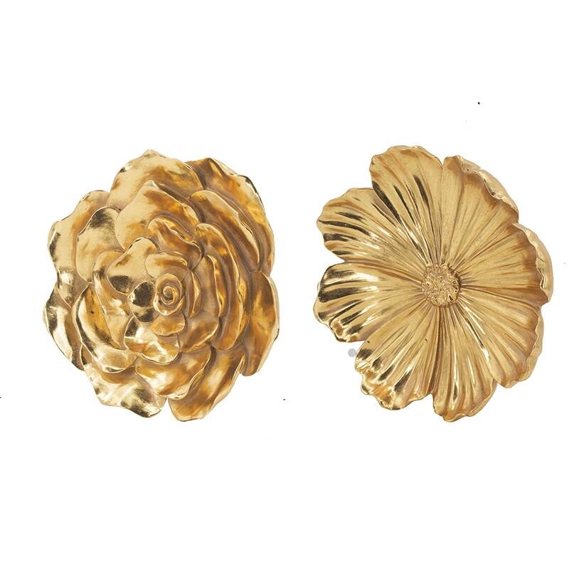 Modern Floral Wall Decorator Rose Hanging Wall Accents, Suitable for Living Rooms, Hallways and Bedrooms, Gold