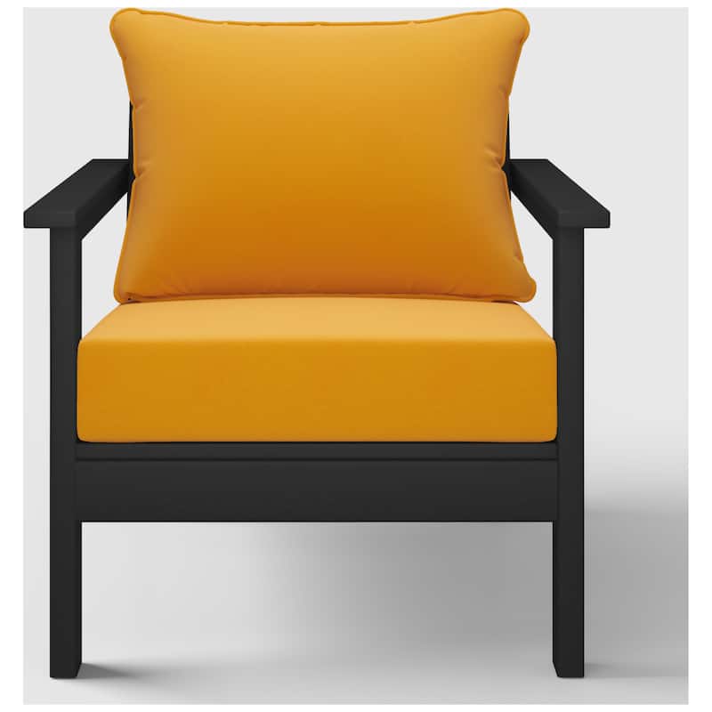 Birchwood All Weather HDPE Outdoor Patio Deep Seating Black Club Chair With Cushions (1-Piece)