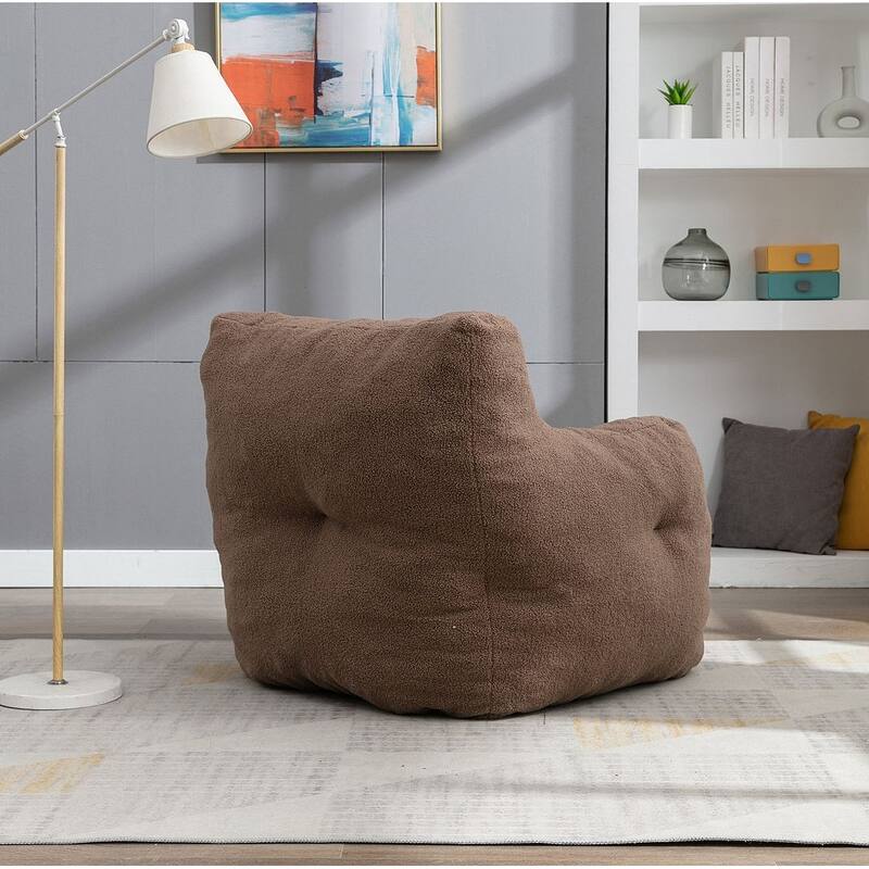 Soft Teddy Cloth Bean Bag Chair Tufted Foam Filling