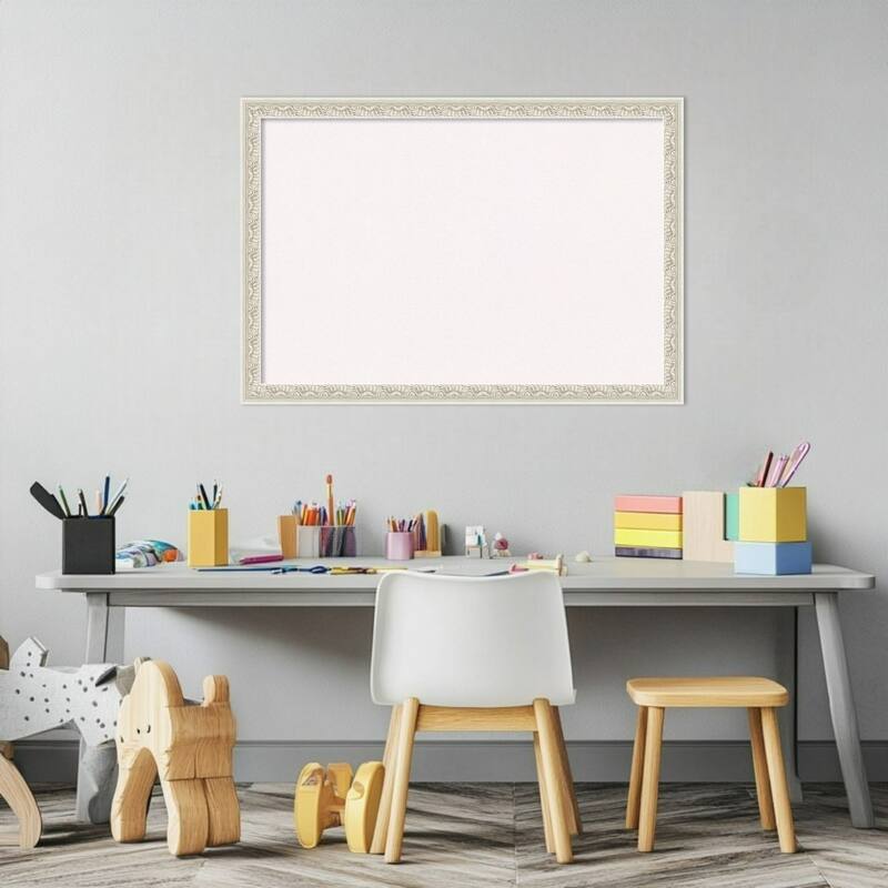 Bethany Silver Wood Framed Cork Board - Bulletin Board, Organization Board, Pin Board