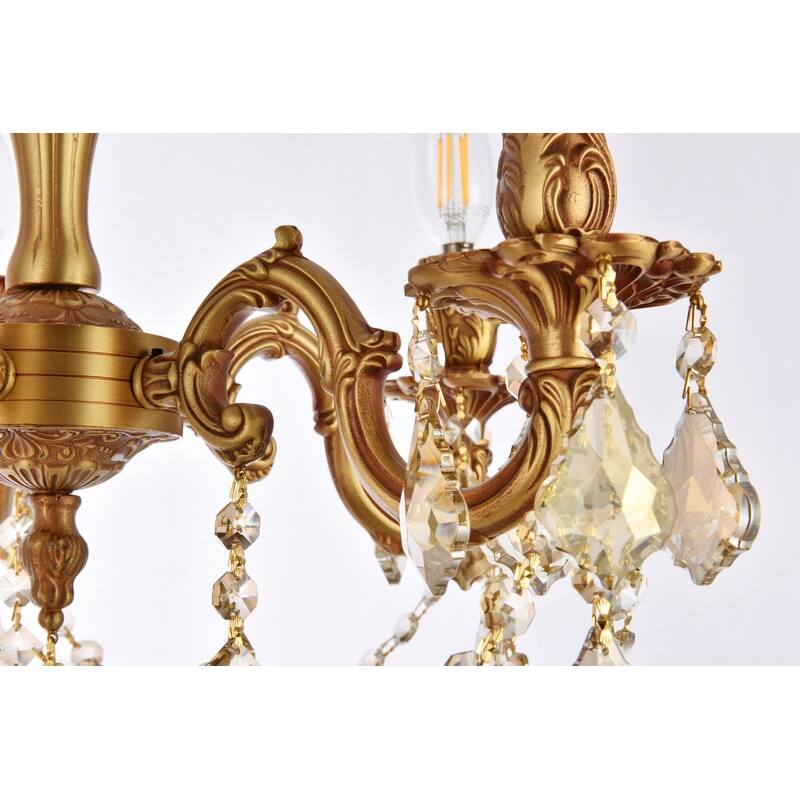 Somette Meilen 5-light Royal Cut Gold Crystal and French Gold Flush Mount