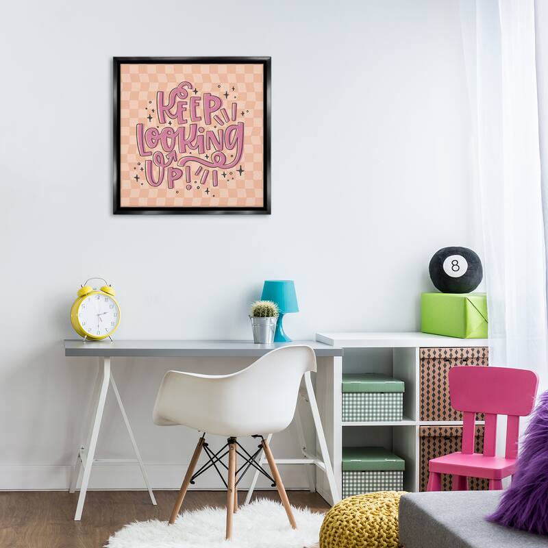 Stupell Keep Looking Up on Checkered Framed Floater Canvas Wall Art Design By Sarah Hickman