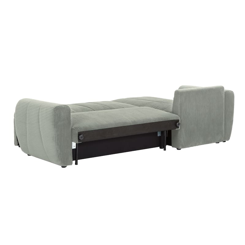 Roomfitters Convertible Sectional Sofa Couch, Modern 3-Seater L-Shaped Sofa Bed with Storage, Corduroy Upholstery, Grey