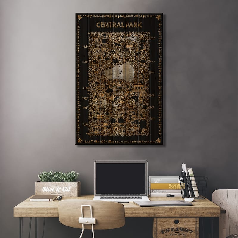 Glam New York Collection-Central Park Print On Wood by Rafael Esquer - Multi-Color