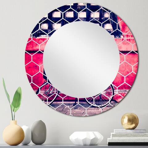 Designart 'Bike By Oriental Zozoji Temple Tokyo' Printed Vintage Wall Mirror