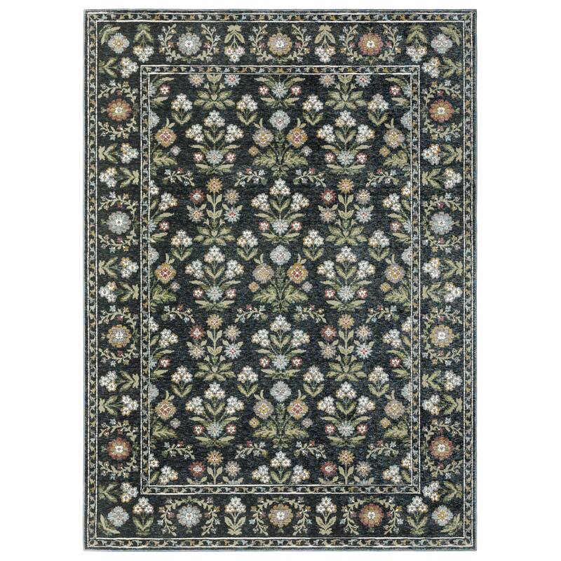 Style Haven Adalynn Bordered Floral Traditional Blue/Multi Area Rug - 10' x 13'2"