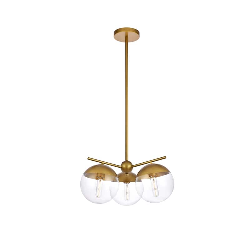 Clear Glass/ Metal 3-Light 21 inch Pendant