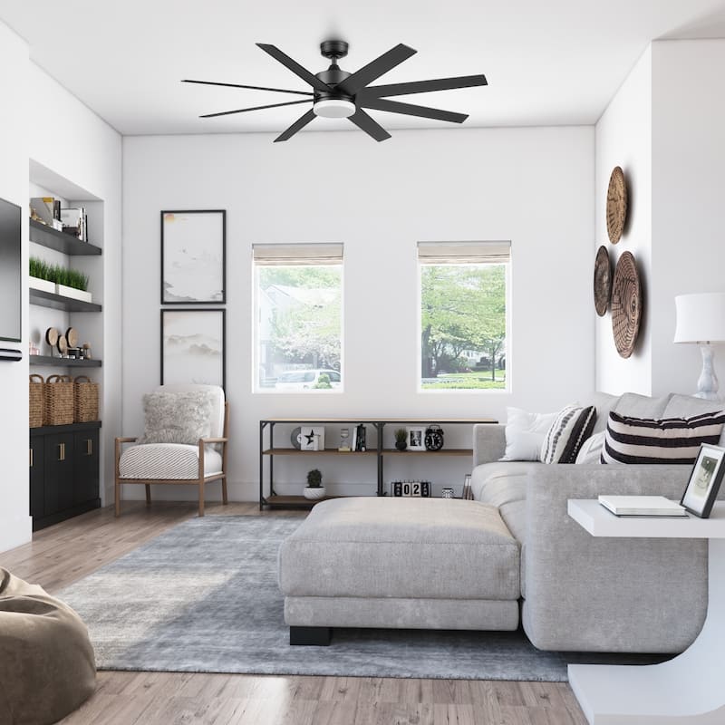 62" Honeywell Kildee Outdoor Ceiling Fan with Color Changing Light, Remote Control - 62 Inches