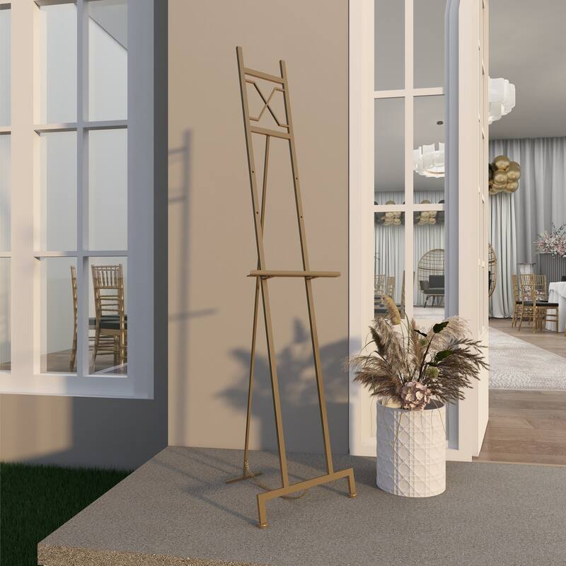 Gold Metal Adjustable 3 Tier Geometric Display Easel with Chain Support