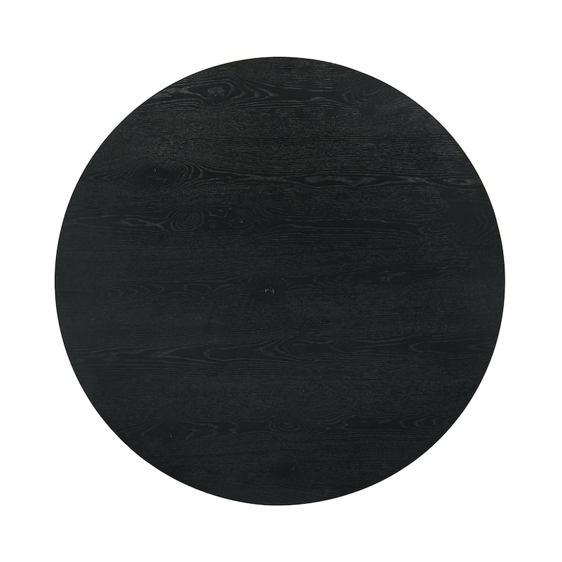 Furniture of America Evrena Modern 5-Piece Black Solid Wood 48-inch Round Dining Set