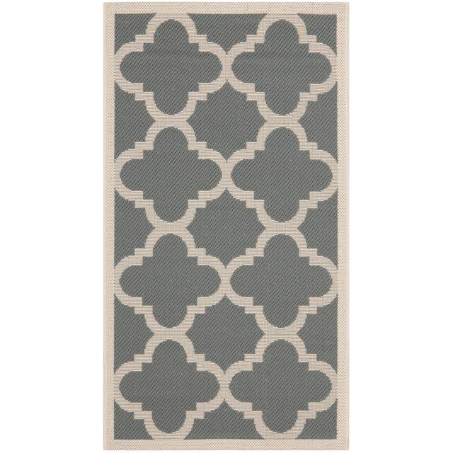 SAFAVIEH Courtyard Maryanne Indoor/ Outdoor Waterproof Patio Backyard Rug - 2' x 3'7" - Grey/Beige