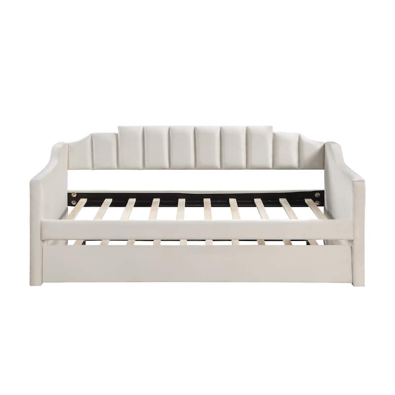 Modern Twin Size Upholstered Velvet Daybed with Trundle