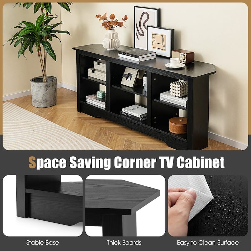 Costway 58" TV Stand with 6 Open Storage Shelves Shelf for 18 inch - See Details