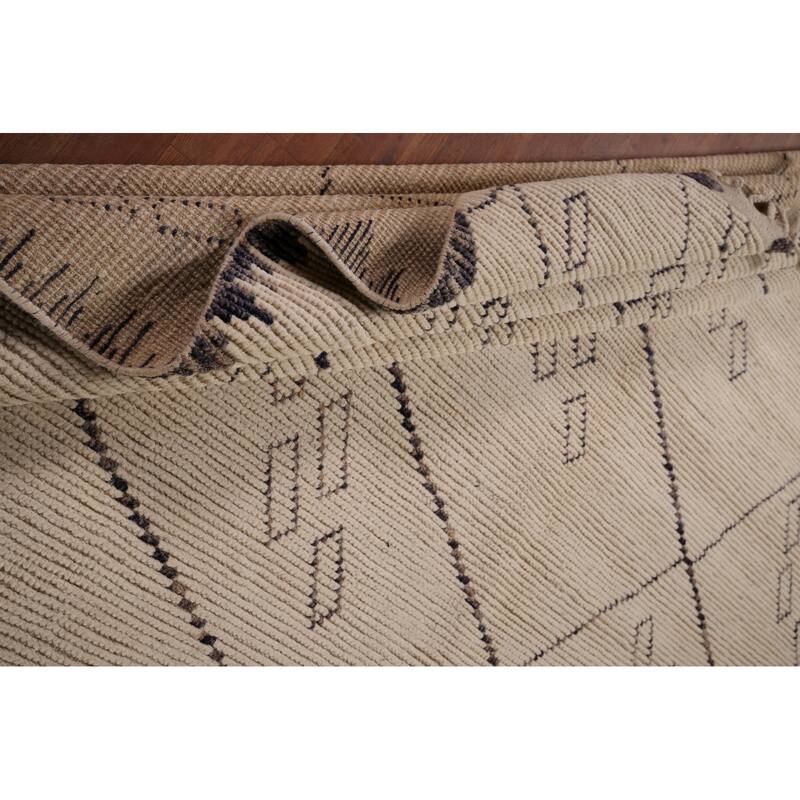 Trellis Moroccan Oriental Area Rug Handmade Geometric Wool Carpet - 9'0"x 12'5"