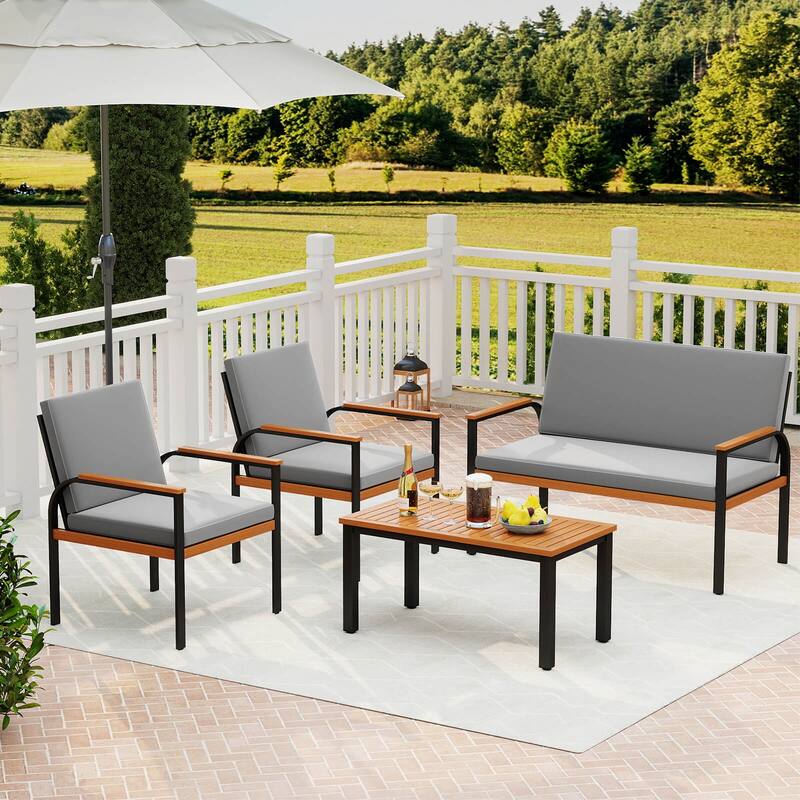 Costway 4 Piece Patio Furniture Set with Coffee Table, Loveseat & 2 - See Details