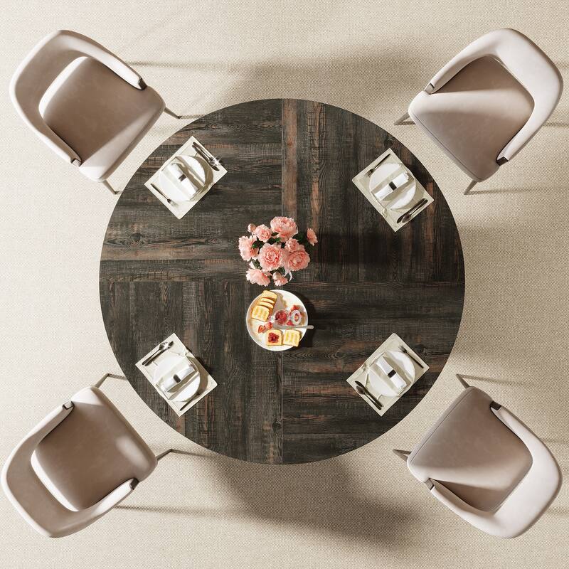 47.24 Inch Sturdy Round Dining Table for 4-6 People