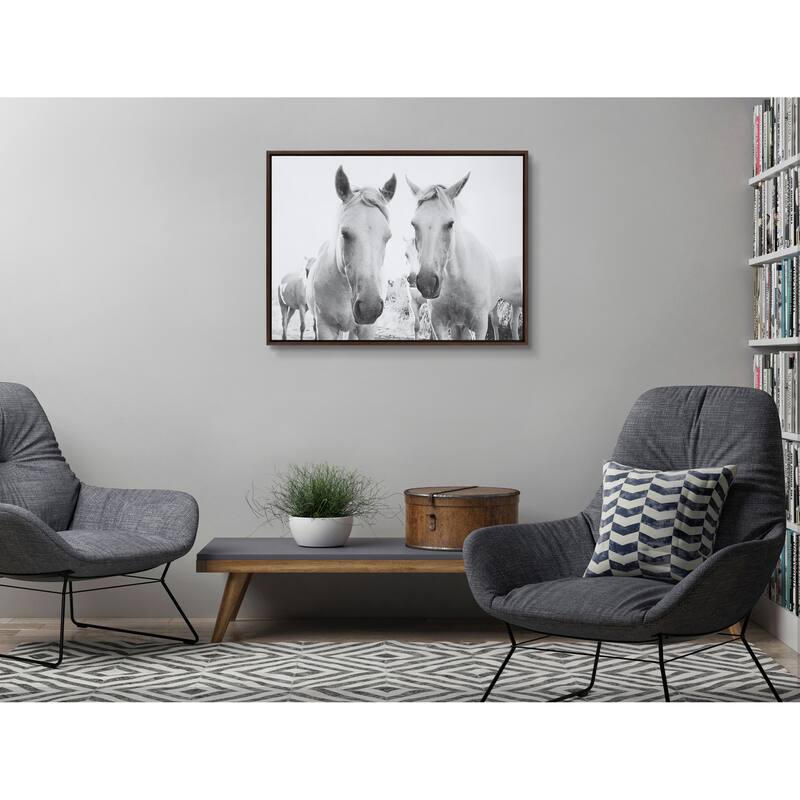 Kate and Laurel Sylvie Camargue Horse Framed Canvas by Laura Evans