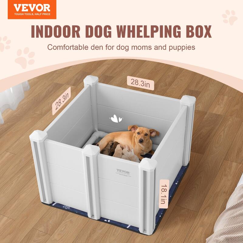 Dog Whelping Box,Whelping Box for Dogs and Puppies, White