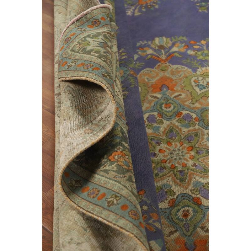 Hand Knotted Oriental 100% Wool Carpet Traditional Floral Purples Tabriz Area Rug - 11' 0'' X 8' 2''
