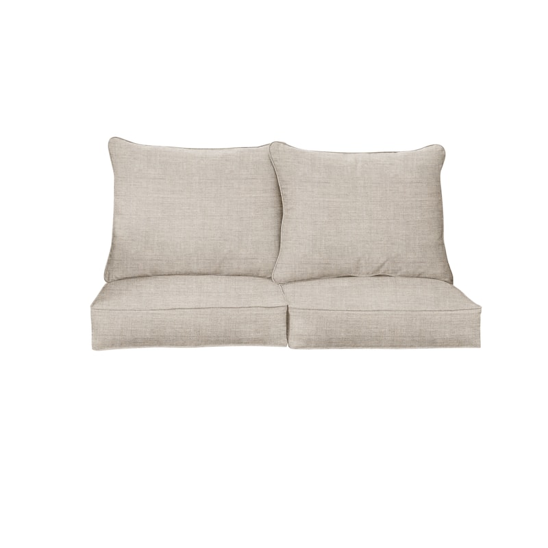 Sorra Home Sunbrella Outdoor Loveseat Pillow and Cushion Set - 29 in W x 27 in D x 5 in H - Cast Silver