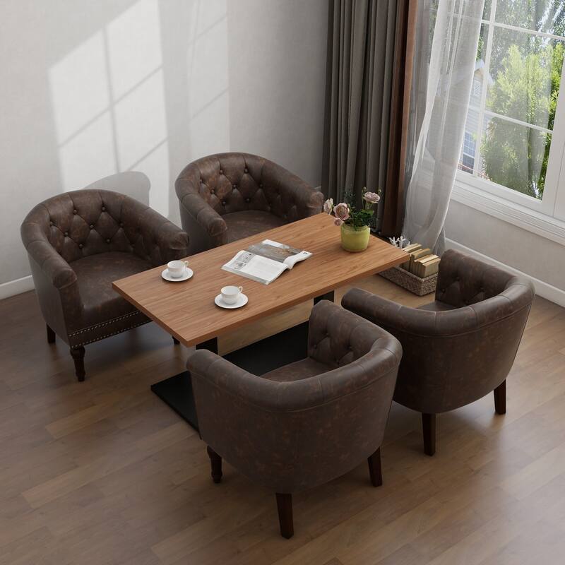 25 " Wide Tufted Accent Chair Armchair - CHOCOLATE - 4 SET