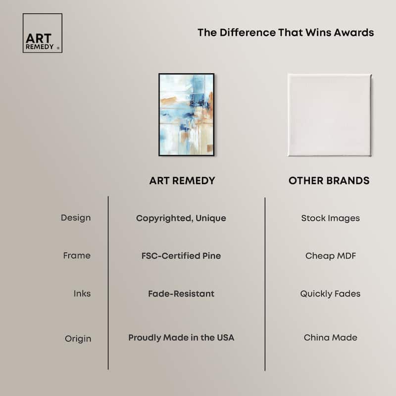 Art Remedy House Of Lines I Framed Blue Abstract 1 Piece Canvas Wall Art
