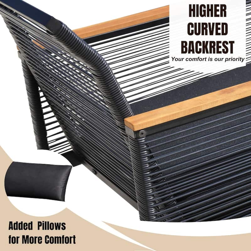 4-pc. Black Wicker Cord Patio Conversation Set