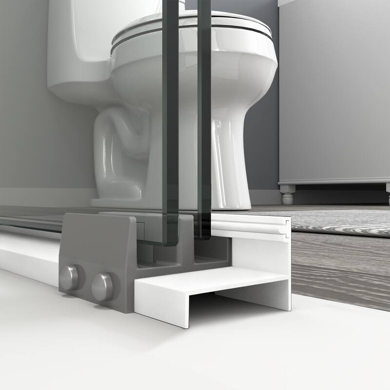 ABRUZZO 56-60" W x 72" H Semi-Frameless Double Sliding Tempered Glass Shower Door with Dual Towel Bars