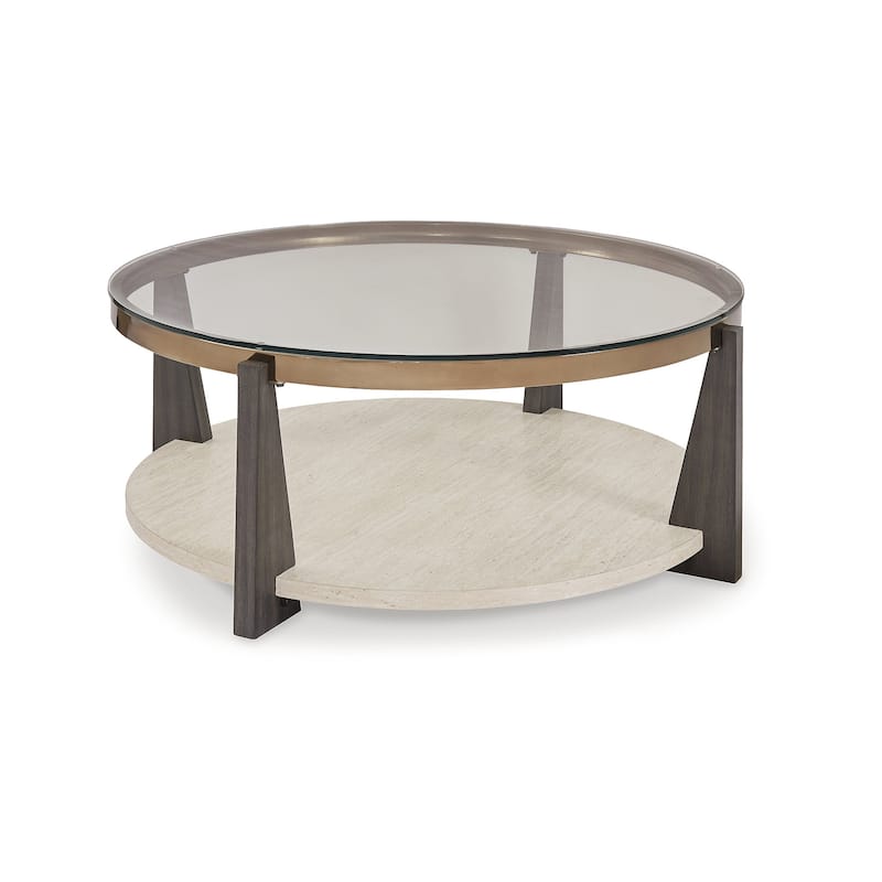 Signature Design by Ashley Frazwa Brown/Beige Coffee Table - 42"W x 42"D x 17"H