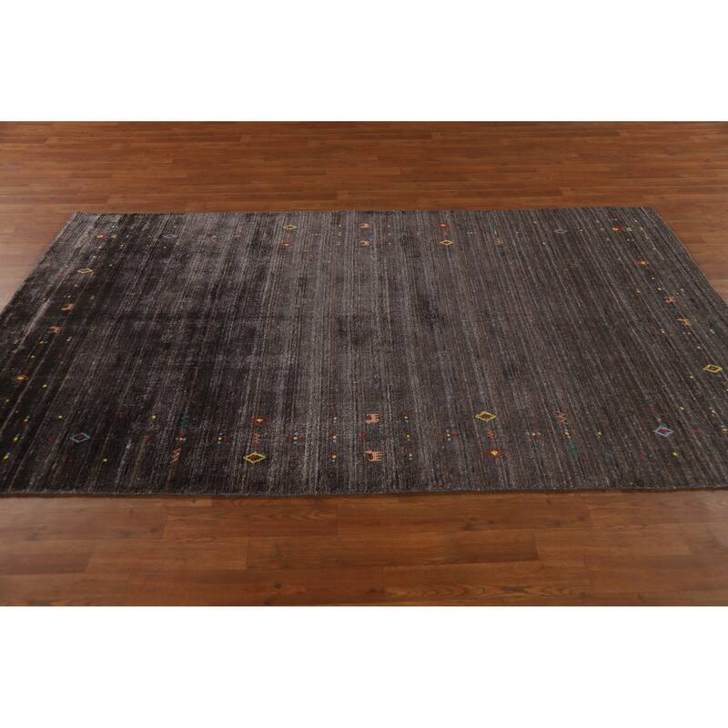 Hand Knotted Oriental 100% Wool Carpet Tribal Tribal Brown Gabbeh Area Rug - 8' 0'' X 4' 9''