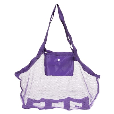 Mesh Beach Bag, Large Sand Backpack Sea Shell Tote Bags, Purple