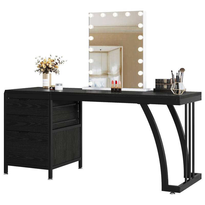 59" Large Vanity Desk with 3 Reversible Drawers, Chic Makeup Dressing Table Vanity Station for Women Girls Bedroom