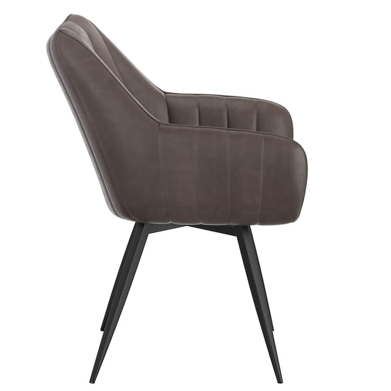 Modern Swivel Faux Leather & Metal Dining Chair, Set of 2