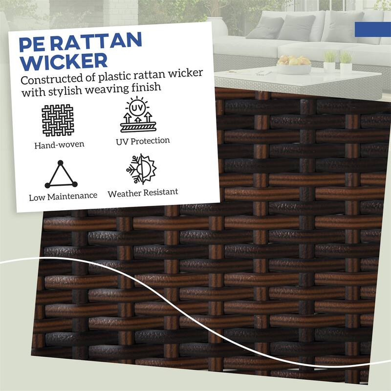 Set of 2 Outdoor Ottomans Wicker with Cushions Steel Frame for Patio Balcony Yard - 15.7" W x 15.7" D x 18.1" H