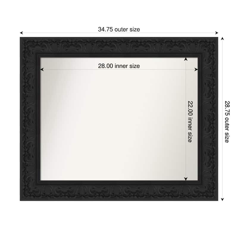 Luxe Non-Beveled Framed Bathroom Vanity Wall Mirror - 35 x 29 in - Luxe Black