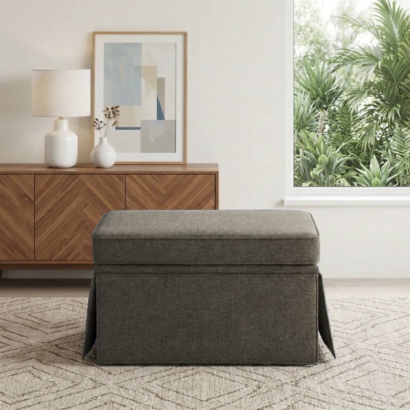 Skirted Rectangular Flip-Top Storage Ottoman