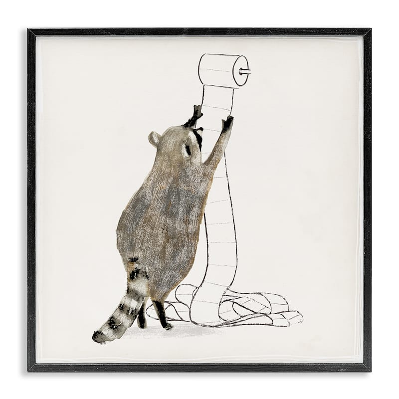 Stupell Toilet Paper Hoarder Woodland Animal Framed Wall Art, 12 x 12 - 12 x 12 - Black