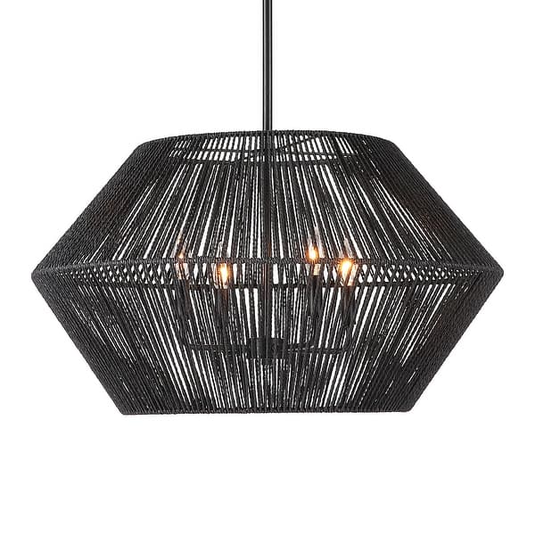 slide 2 of 8, Uttermost Suva 4 Light Black Rope Pendant - 16H x 28 Dia in.