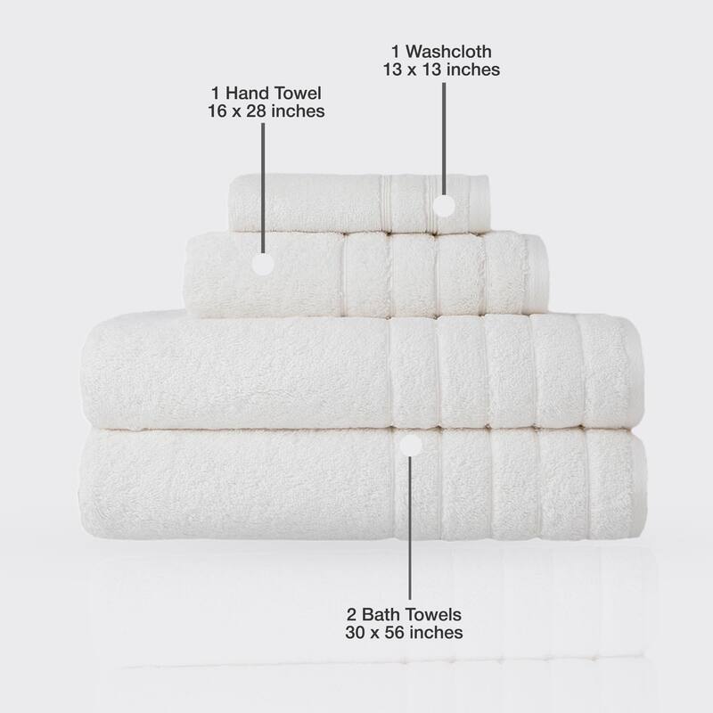 Classic Turkish Towels 4 Piece Cotton Towel Set, Absorbent Hotel & Spa