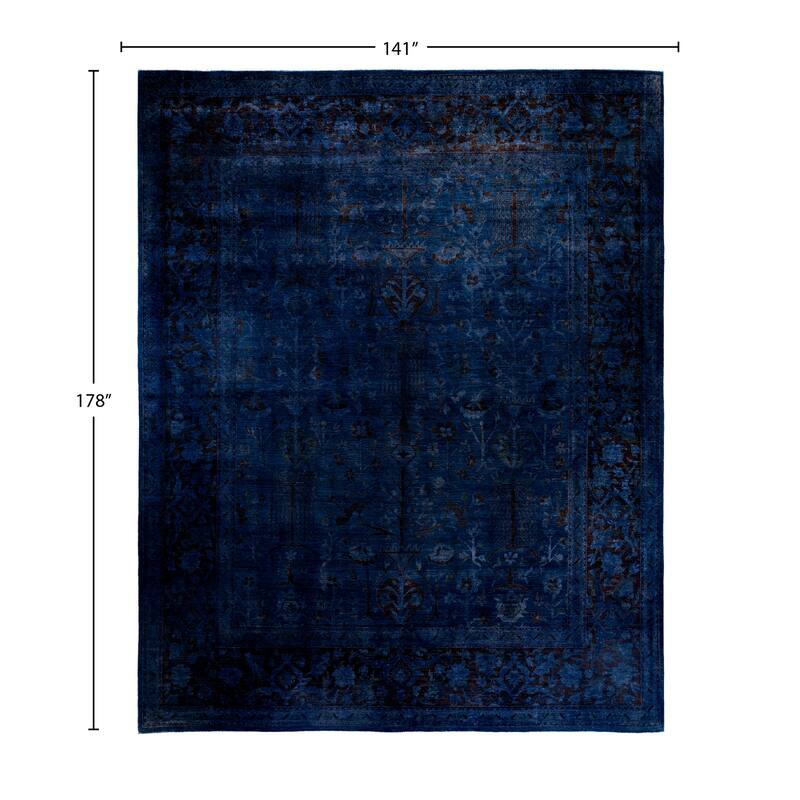 Overdyed One-of-a-Kind Hand-Knotted Area Rug - Navy - 11' 9" x 14' 10"