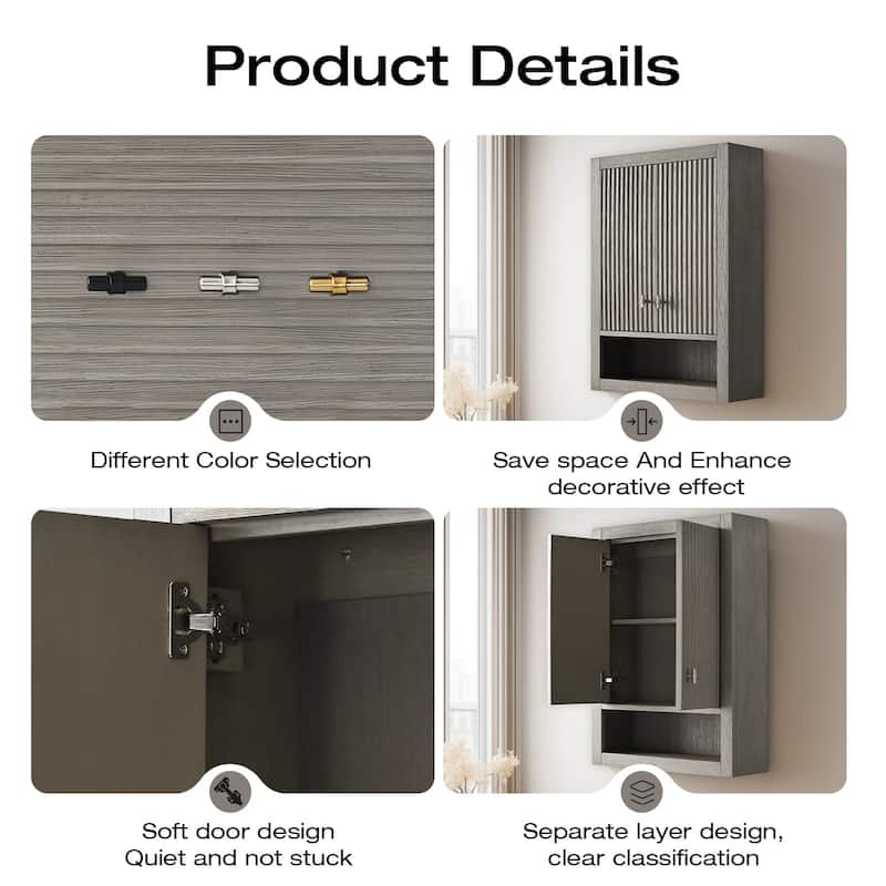 Vanity Art 24 "Wall Mounted Bathroom Storage Cabinet with Soft Close Doors