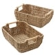 preview thumbnail 31 of 45, Hyacinth Seagrass Oval Storage Baskets with Wooden Handles Woven Bins