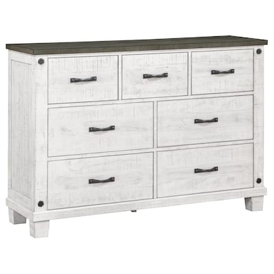 Lilith Farmhouse Wood 7-drawer Bedroom Dresser Distressed White