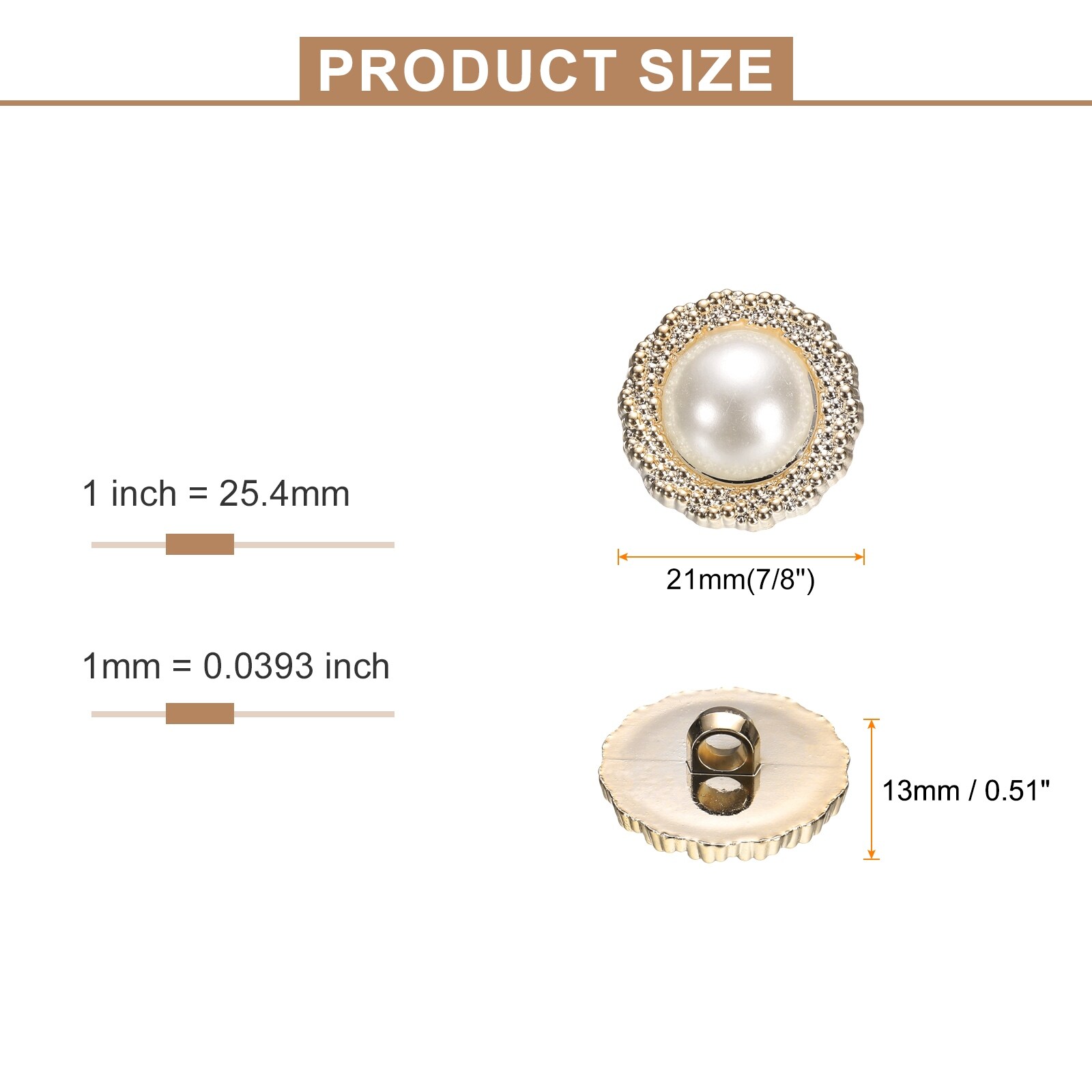 Faux Pearl Buttons Plastic Round Sewing Button Replacement Craft Fastener for Coats Clothing DIY Crafts Style Y - Gold-White