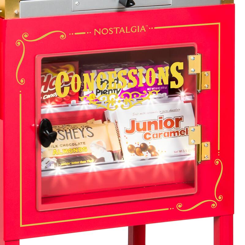 Nostalgia NKPCONCRT10RD Concession Popcorn Cart