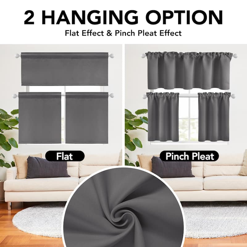 Rod Pocket Kitchen Curtain Valance and Tiers Set