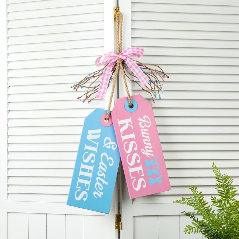 Glitzhome 24"H Wooden Valentine's Day/Patriotic/Americana/Easter Doorknob Hanging Decor