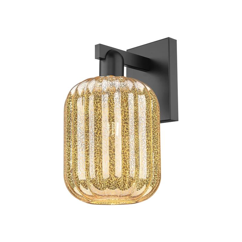 Innovations Lighting Downtown Urban - Preston - 1 Light 7" Jar Shade Wall-mounted Sconce - Mercury/Matte Black