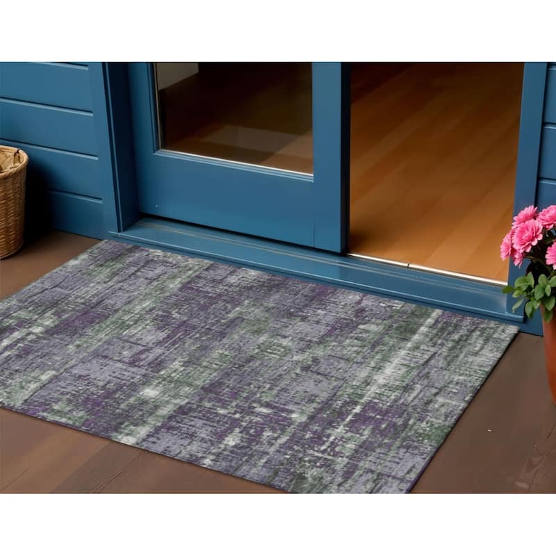 HomeRoots Geometric Transitional Rectangle Outdoor Rug - 3' x 5'