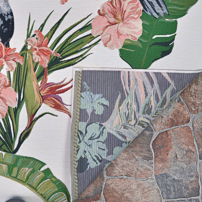 Gelato Toucans Green- Ivory Indoor/ Outdoor Area Rug